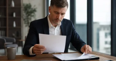 Svenska företagare på väg till möte i modernt kontorslandskap