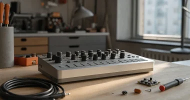 Elektronikprodukt i designverkstad, symbol för nischtillverkare inom premiumsegmentet