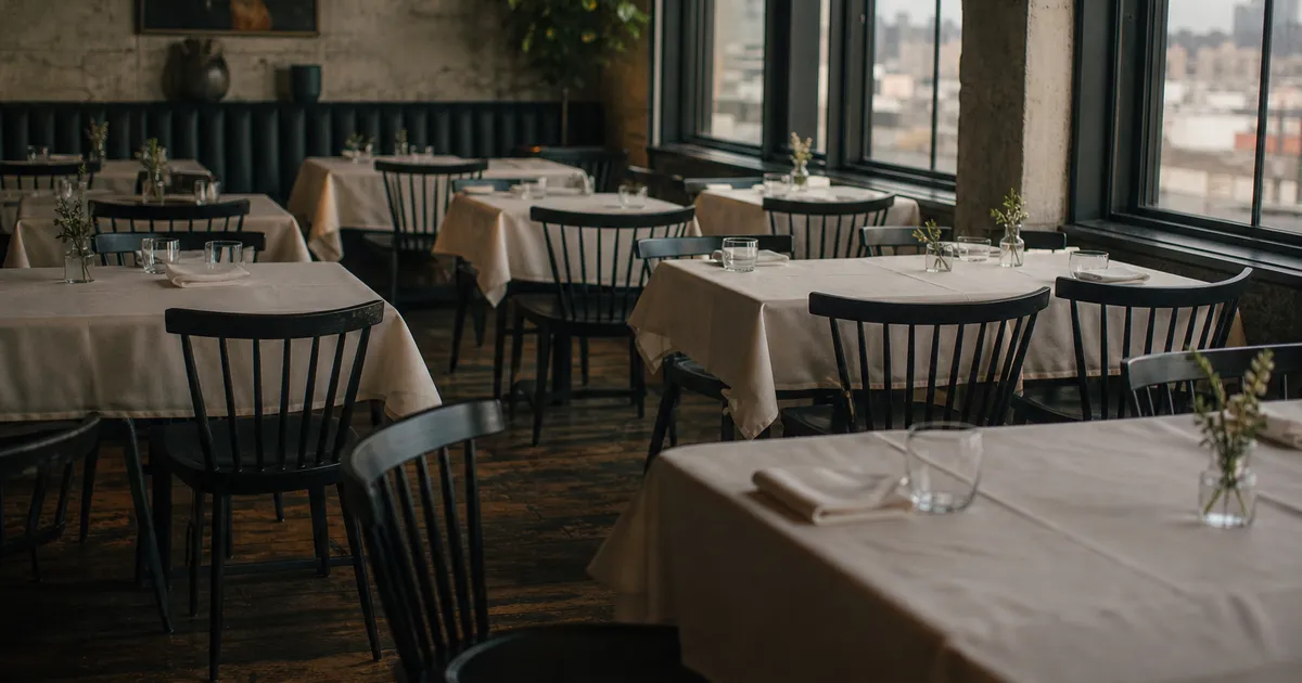 Stängd restaurangentré på kvällen, symbol för Maîtres vilande verksamhet
