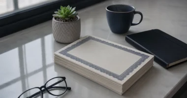 Symbolisk bild för investeringsfond med dokument och kontorsmiljö i neutrala toner