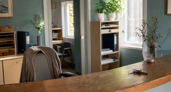 Tom reception på en mindre vård- eller omsorgsverksamhet