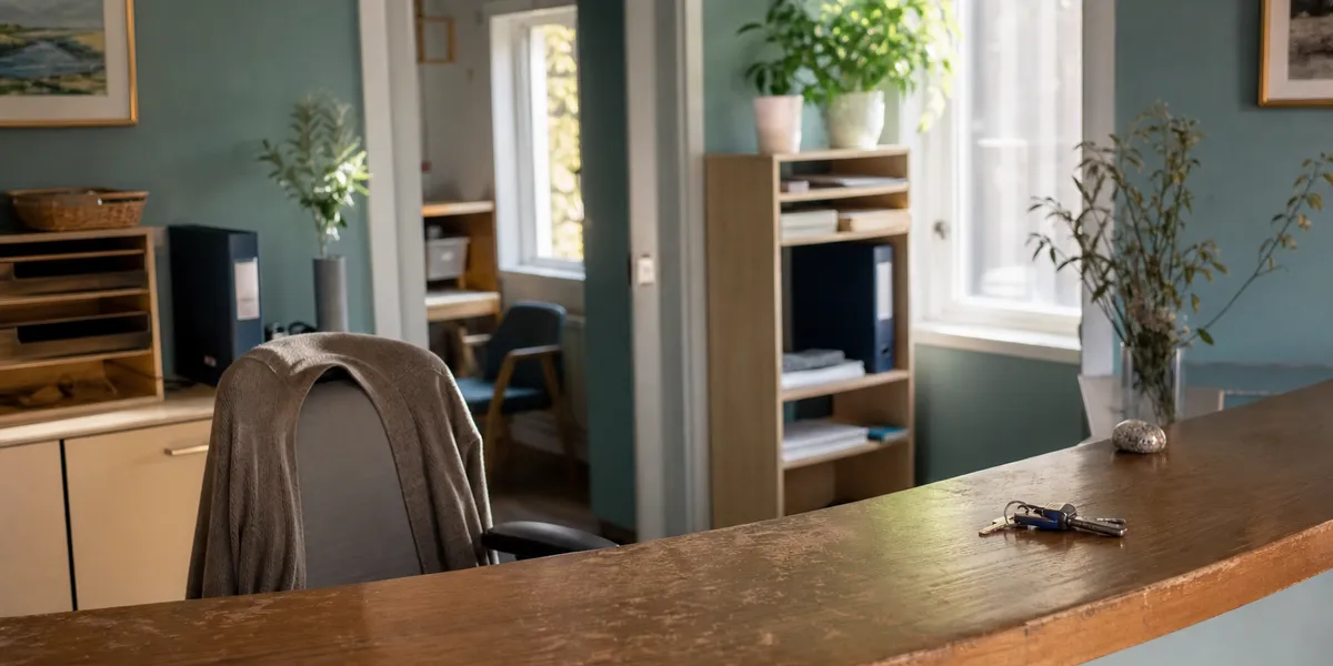 Tom reception på en mindre vård- eller omsorgsverksamhet